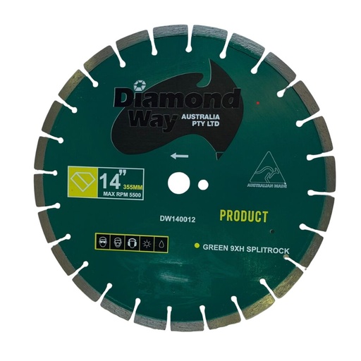 [318834] Diamond Way Diamond Blade Split Rock and Abrasive Green 14"  DW140012